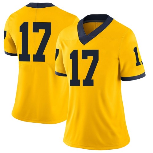Will Hart Michigan Wolverines Women's NCAA #17 Maize Limited Brand Jordan College Stitched Football Jersey ETJ3654XM